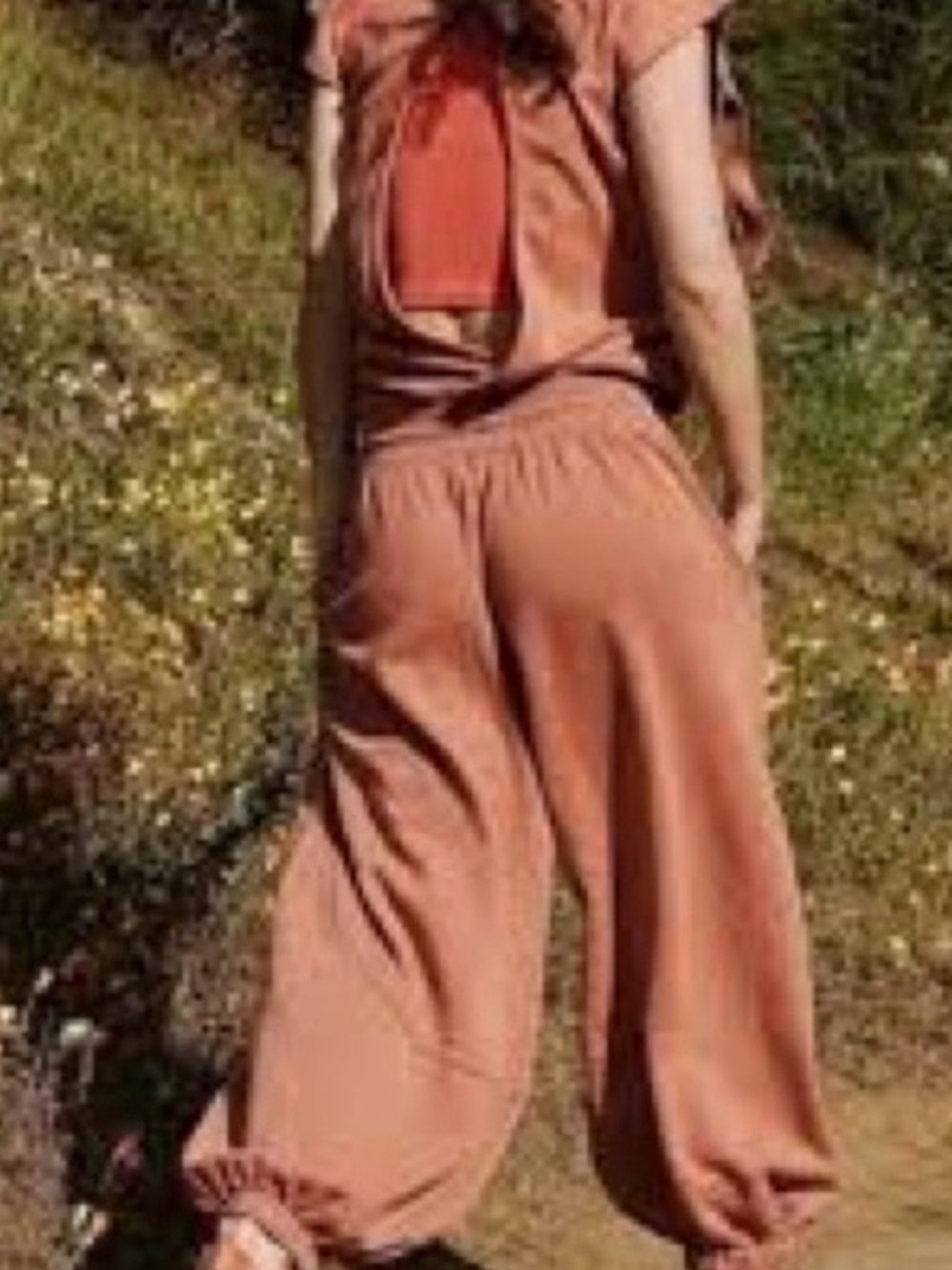 Free People throw and go overall in  Terracotta